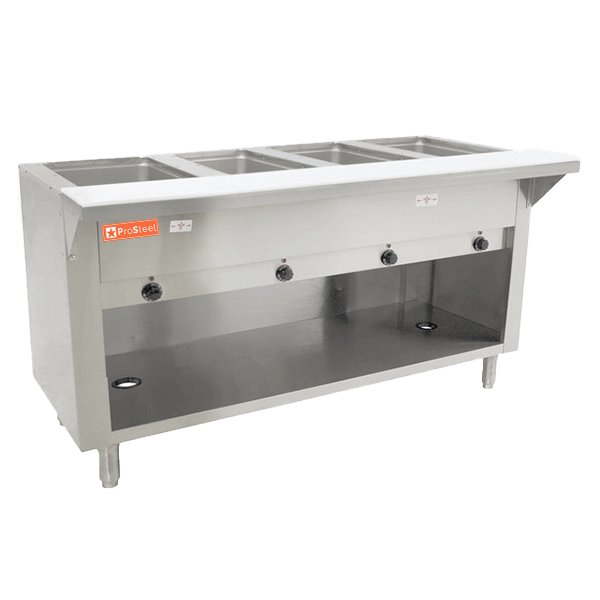 Steam table industrial de gas de 4 huecos