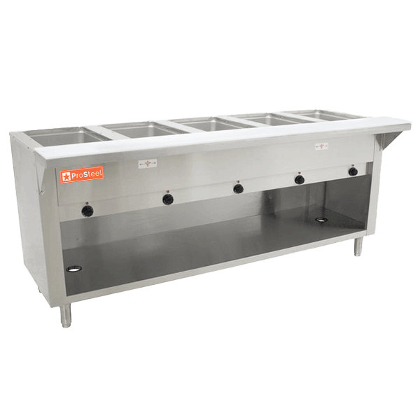 Steam table industrial de gas de 5 huecos